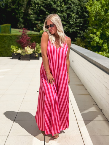Robe longue lignée Galinetta - Rose