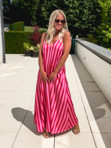 Robe longue lignée Galinetta - Rose
