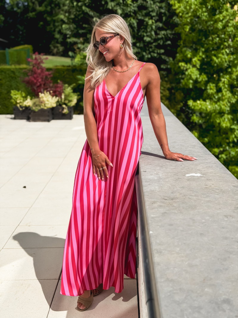 Robe longue lignée Galinetta - Rose