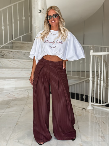 Pantalon ligné Nollia - Bordeaux