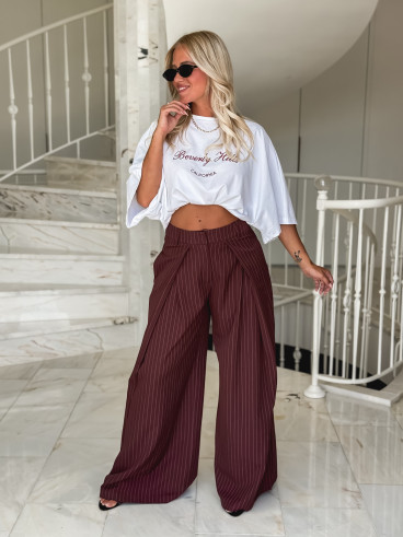 Pantalon ligné Nollia - Bordeaux