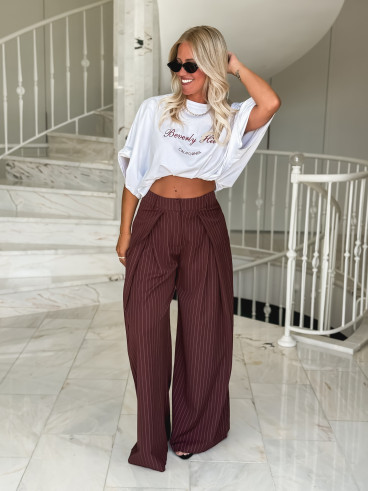 Pantalon ligné Nollia - Bordeaux