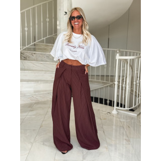 Pantalon ligné Nollia - Bordeaux