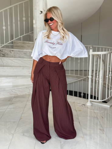 Pantalon ligné Nollia - Bordeaux