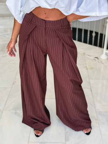 Pantalon ligné Nollia - Bordeaux