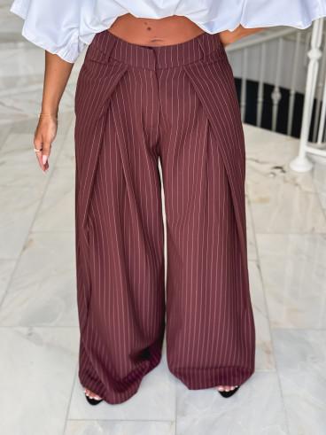 Pantalon ligné Nollia - Bordeaux