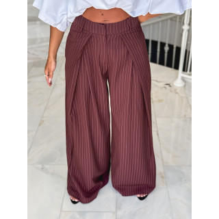 Pantalon ligné Nollia - Bordeaux