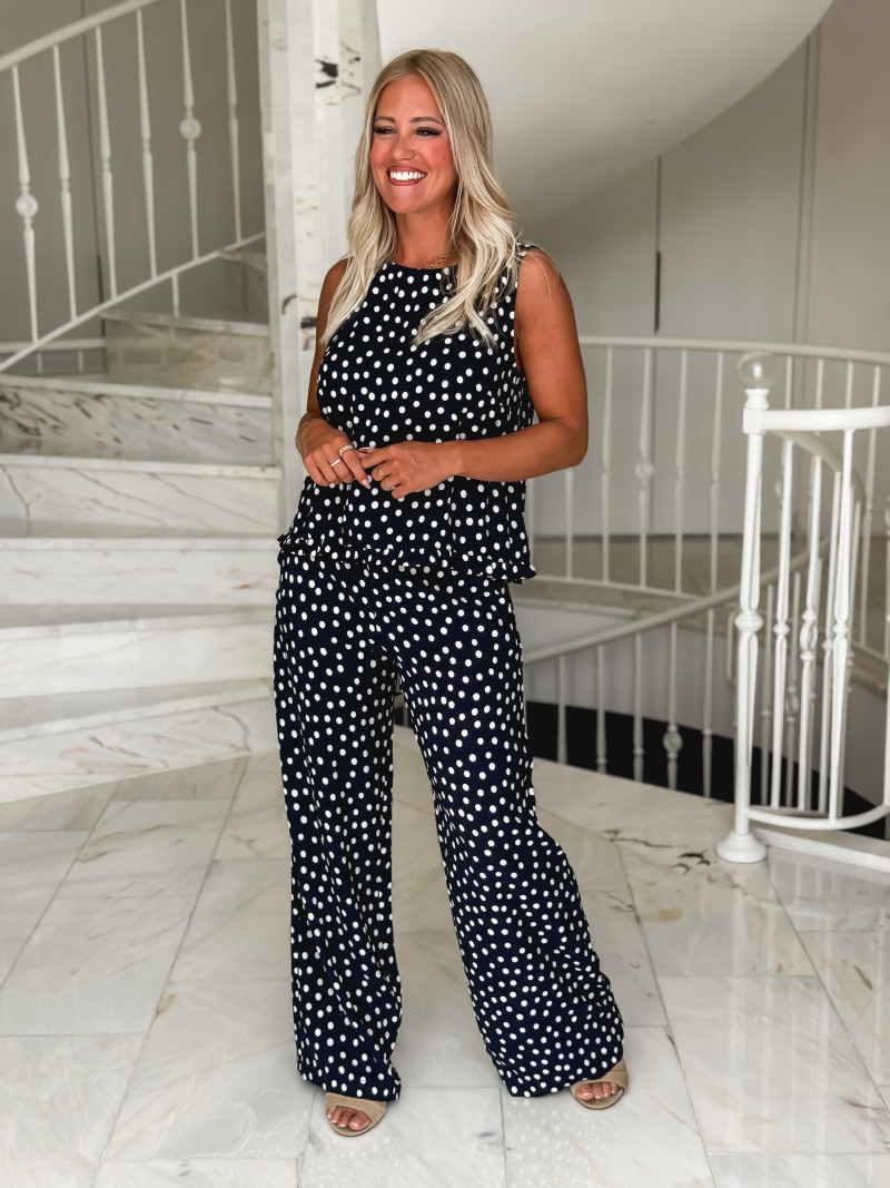 Pantalon à pois Palmina - Bleu marine