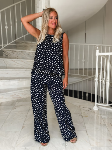 Pantalon à pois Palmina - Bleu marine