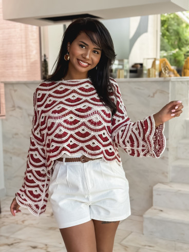 Blouse en crochet Velya - Terracotta