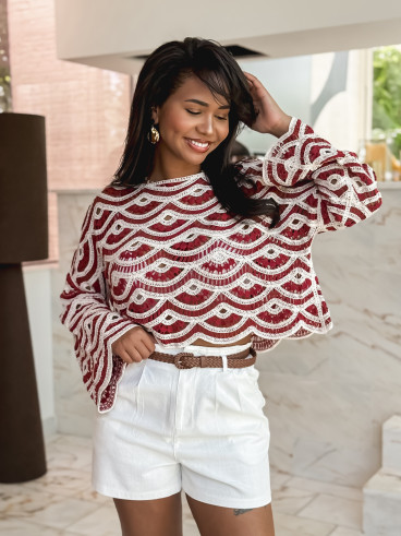 Blouse en crochet Velya - Terracotta