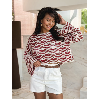 Blouse en crochet Velya - Terracotta