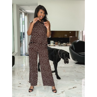 Pantalon à pois Palmina - Chocolat