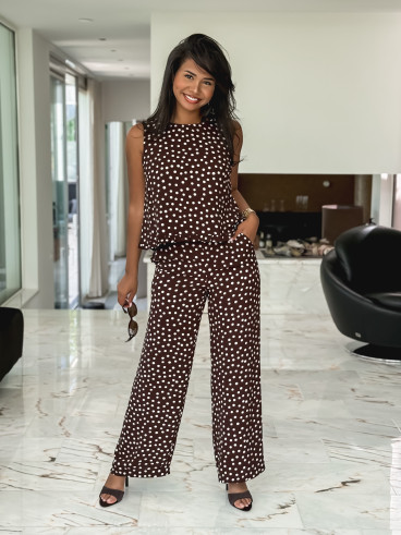 Pantalon à pois Palmina - Chocolat Pantalon à pois Palmina - Chocolat