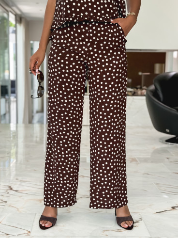 Pantalon à pois Palmina - Chocolat Pantalon à pois Palmina - Chocolat