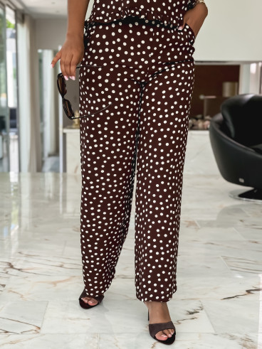Pantalon à pois Palmina - Chocolat Pantalon à pois Palmina - Chocolat