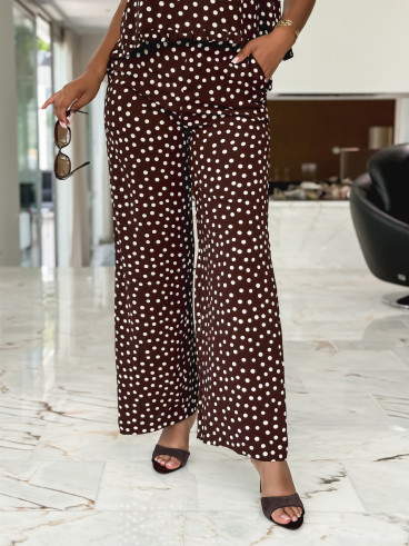 Pantalon à pois Palmina - Chocolat