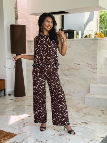 Pantalon à pois Palmina - Chocolat Pantalon à pois Palmina - Chocolat