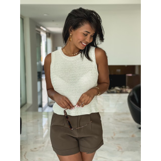 Blouse sans manches Noéla - Ecru/Doré