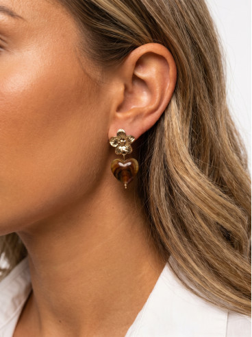 Boucles d'oreilles Altara - Doré/Chocolat