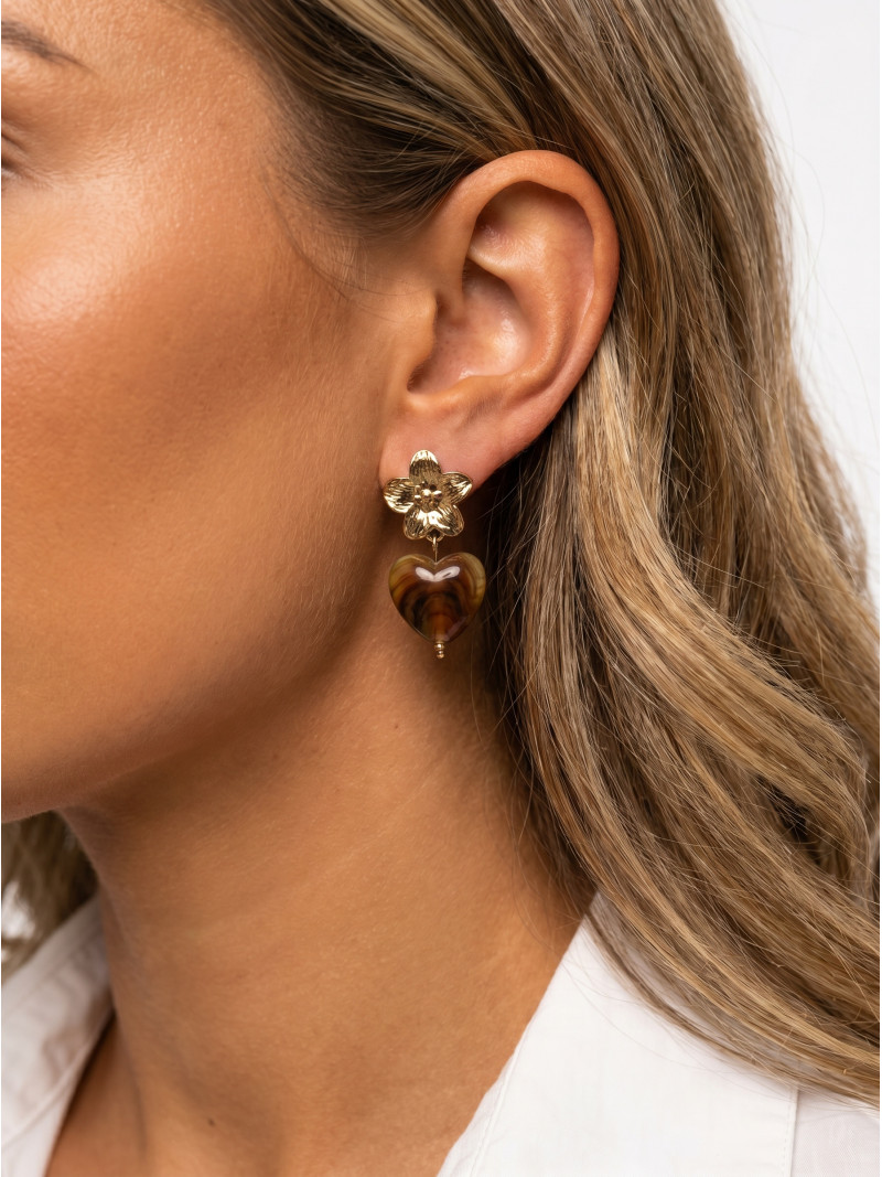 Boucles d'oreilles Altara - Doré/Chocolat Boucles d'oreilles Altara - Doré/Chocolat