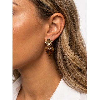 Boucles d'oreilles Altara - Doré/Chocolat
