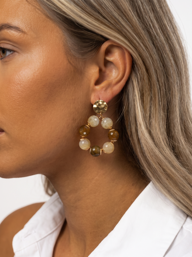Boucles d'oreilles Aelysia - Doré/Ambre