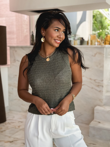 Blouse sans manches Noéla - Kaki