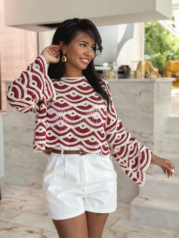 Blouse en crochet Velya - Terracotta