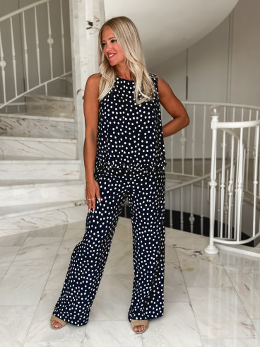 Blouse à pois Palmina - Bleu marine