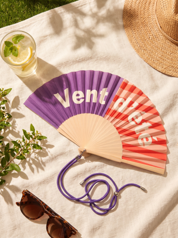 Eventail "Vent d'Été" - Mauve/Corail