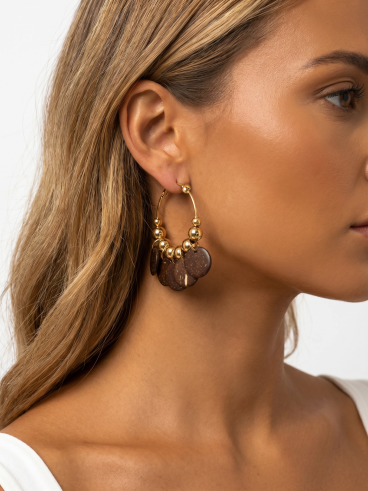 Boucles d'oreilles Keyla - Doré/Chocolat