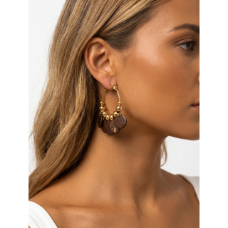 Boucles d'oreilles Keyla - Doré/Chocolat