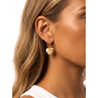 Boucles d'oreilles Corazon - Doré/Beige