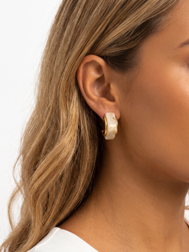 Boucles d'oreilles Pearl - Doré/Beige