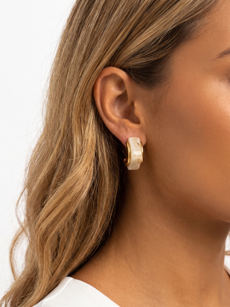 Boucles d'oreilles Pearl - Doré/Beige
