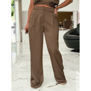 Pantalon à pois Carlie - Chocolat