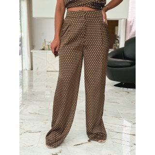 Pantalon à pois Carlie - Chocolat