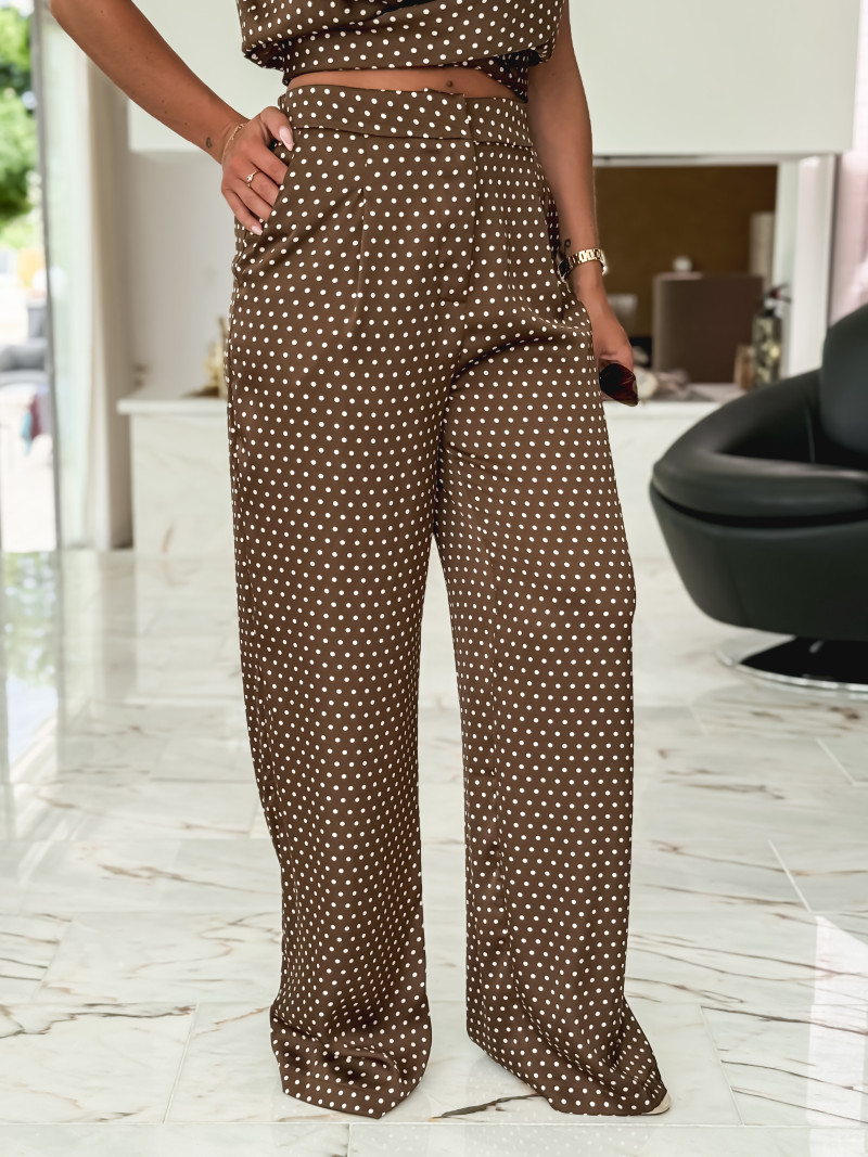 Pantalon à pois Carlie - Chocolat