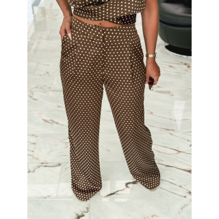 Pantalon à pois Carlie - Chocolat