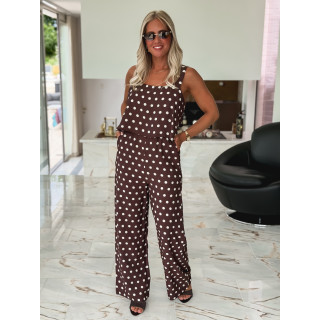 Combinaison pantalon à pois Sally - Chocolat