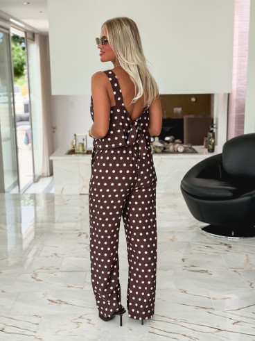 Combinaison pantalon à pois Sally - Chocolat Combinaison pantalon à pois Sally - Chocolat