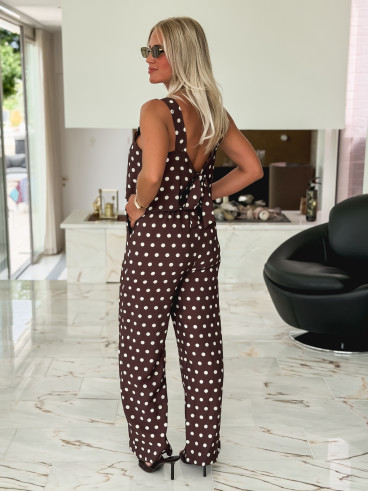 Combinaison pantalon à pois Sally - Chocolat Combinaison pantalon à pois Sally - Chocolat