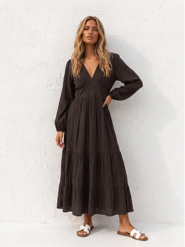 Robe longue Adoline - Chocolat