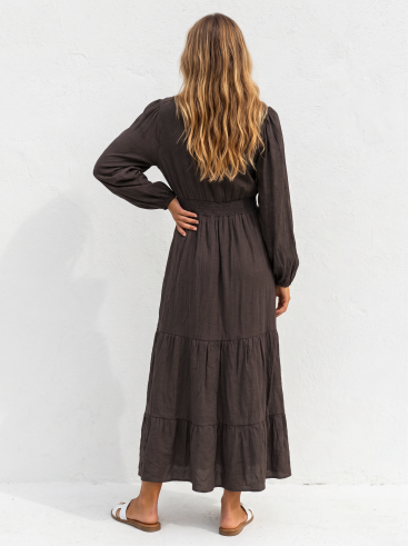 Robe longue Adoline - Chocolat