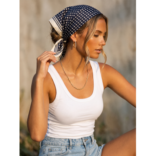 Foulard à pois Zoélina - Ecru/Bleu marine