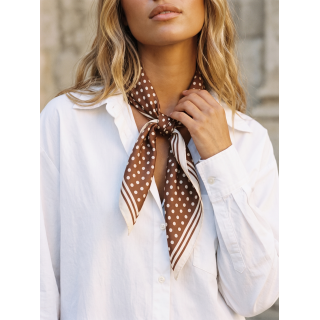 Foulard à pois Zoélina - Ecru/Chocolat