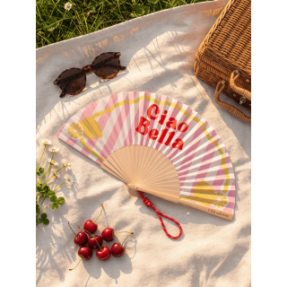 Eventail "Ciao Bella" - Rose/Blanc