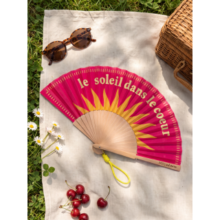 Eventail "Le soleil dans le coeur" - Fuchsia