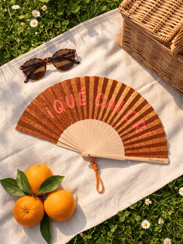 Eventail "Qué calor" - Orange
